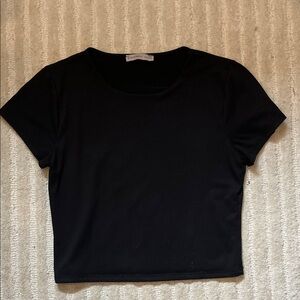 Sincerely Jules Black Short Sleeve Crop Top
